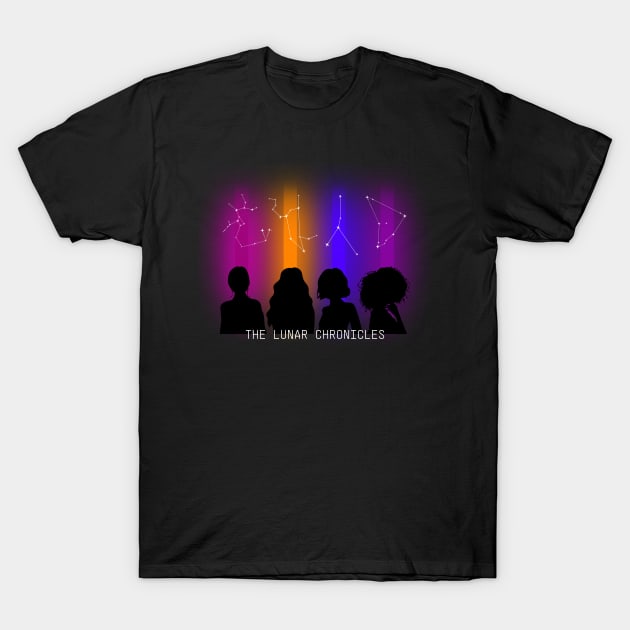 Cinder, Scarlet, Cress, and Winter T-Shirt by The Happy Writer